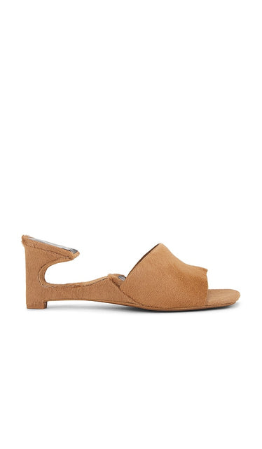 Jeffrey Campbell Heels Up Mules in Beige | Taupe Open Toe Mules for Women