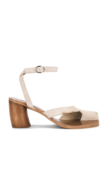 Jeffrey Campbell Hex-you Heels in Beige | Ice Suede Heeled Sandals for Women