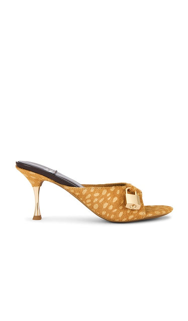 Jeffrey Campbell Locknkey Sandals in Yellow | Sand Cream Dot Heeled Sandals for Women