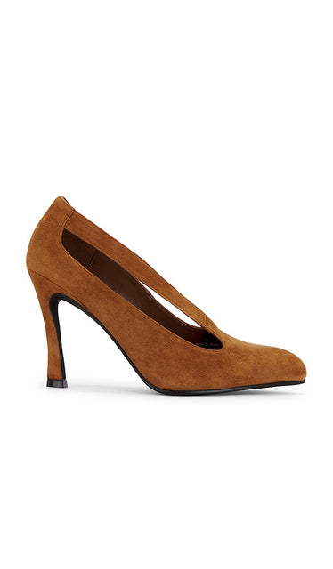 Jeffrey Campbell Managed Pump in Tan | Dark Tan Suede Pump Heels for Women