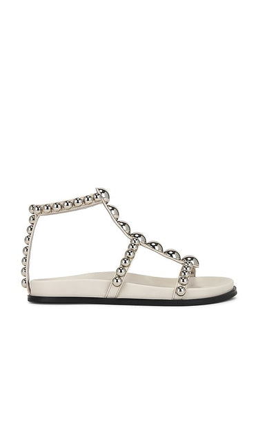 Jeffrey Campbell Minnow Sandals in Cream | Cream Silver Flat Sandals for Women