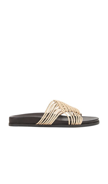 Jeffrey Campbell Plait Slides in Tan | Buff Slides for Women