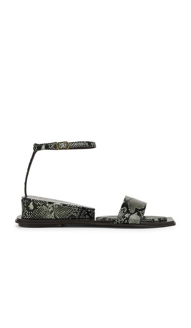 Jeffrey Campbell Plinth Sandals in Green | Green Snake Flat Sandals for Women