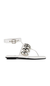 Jeffrey Campbell Resort Sandals in White | White Silver Flat Sandals for Women