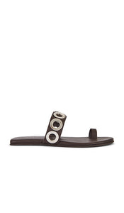 Jeffrey Campbell Riveted Sandals in Brown | Brown Silver Flat Sandals for Women