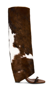 Jeffrey Campbell Shroud-F Boot in Brown | Tan & White Cow Heeled Boots for Women