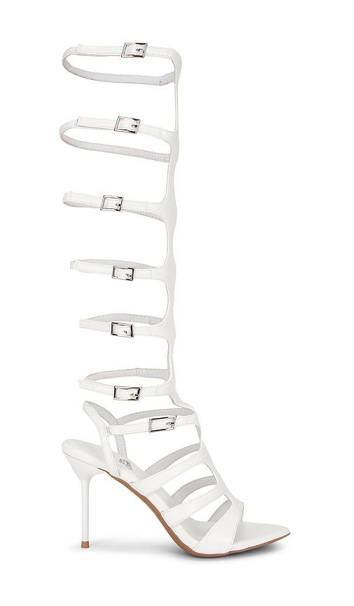 Jeffrey Campbell Spartan Sandal in Cream | Cream Heeled Boots for Women