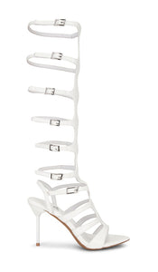 Jeffrey Campbell Spartan Sandal in Cream | Cream Heeled Boots for Women