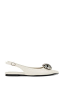 Jeffrey Campbell Tactful Flats in Cream | Ivory Crinkle Silver Sling Back Flats for Women