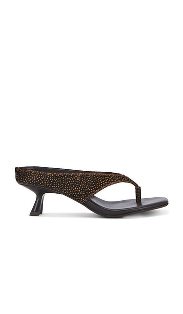 Jeffrey Campbell Thong in Brown in Brown | Brown Tan Spot Open Toe Mules for Women