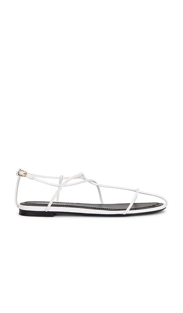 Jeffrey Campbell Trawl Flat in White | White Strappy Flats for Women