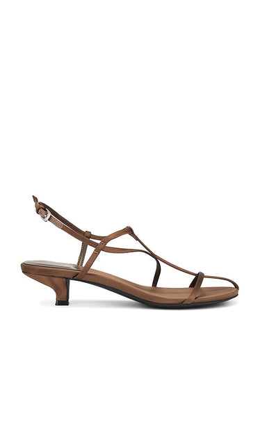 Jeffrey Campbell Trawl-MD Sandal in Chocolate | Espresso Satin Open Toe Heels for Women