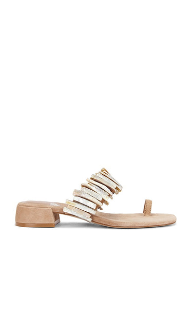 Jeffrey Campbell Undine-S Sandal in Beige | Beige Suede Combo Heeled Sandals for Women