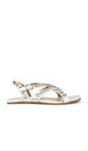 Jeffrey Campbell Xanthe Sandals in White | White Silver Flat Sandals for Women