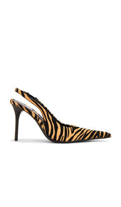 Jeffrey Campbell You Wish-F Slingback in Beige,Brown | Beige & Brown Zebra Sling Back Heels for Women