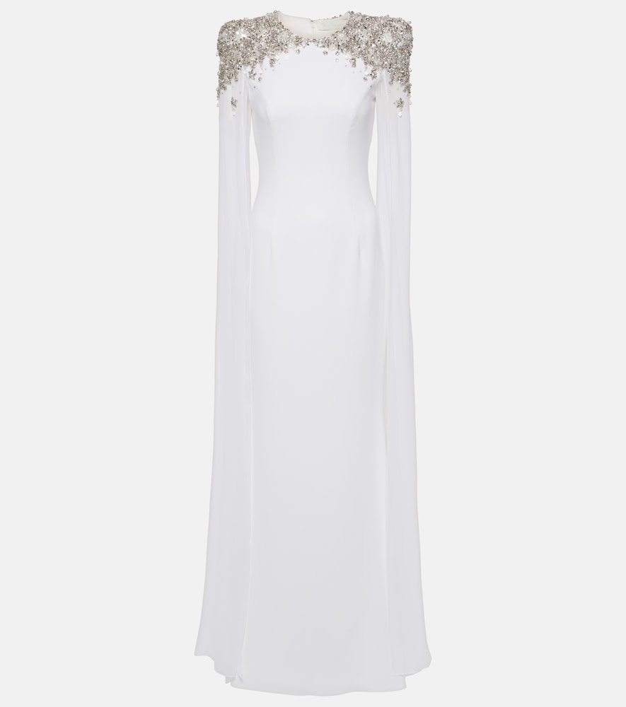 Jenny Packham Bridal Frida embellished cape-detail gown. Jenny Packham Bridal Frida 缀饰披肩细节礼服
