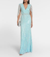 Jenny Packham Coralia caped embellished gown