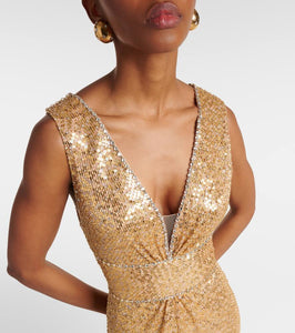 Jenny Packham Cygnet sequined ruched gown
