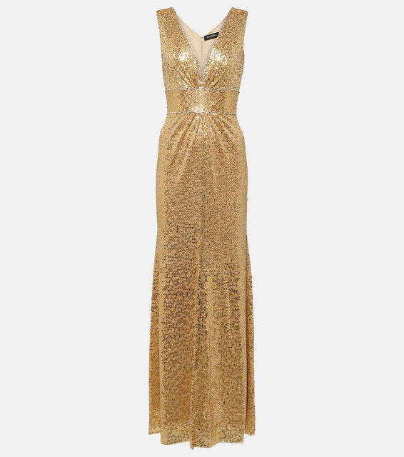 Jenny Packham Cygnet sequined ruched gown