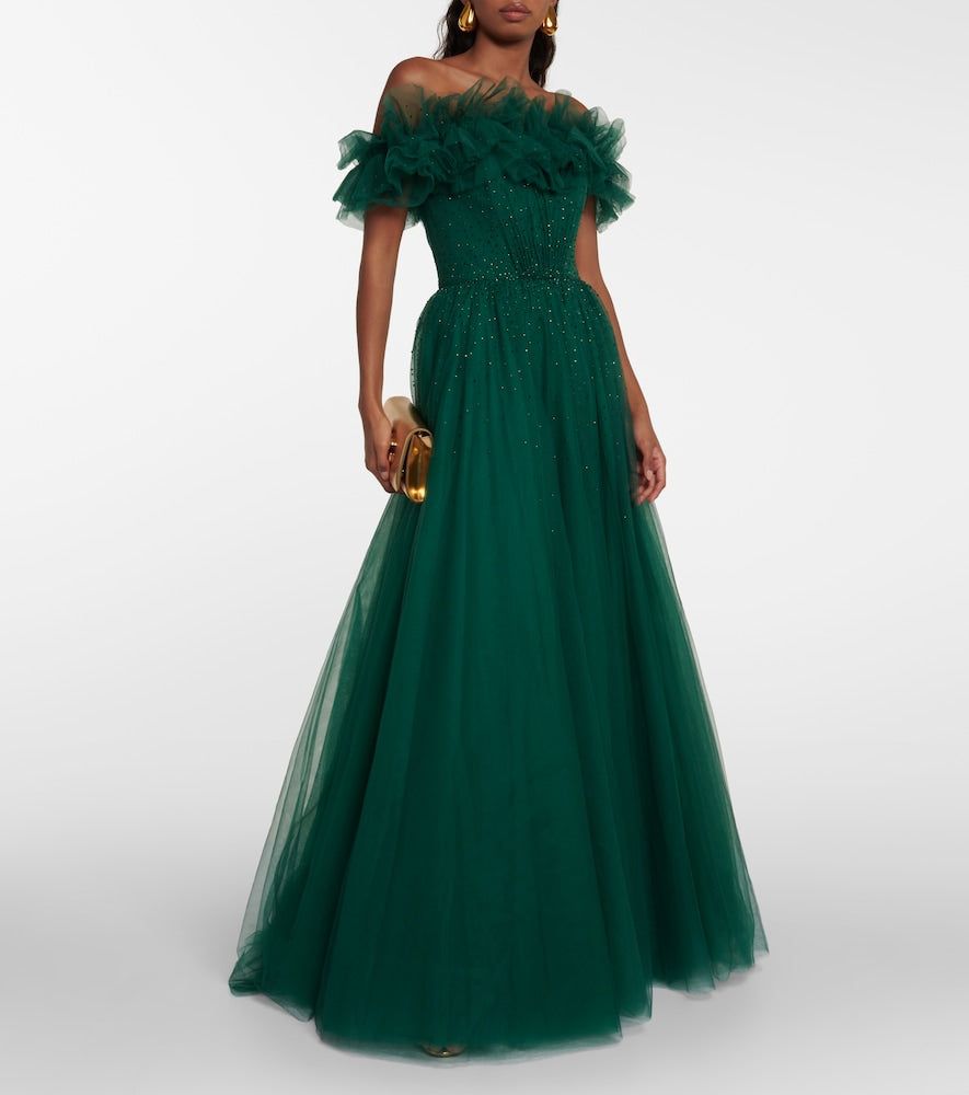 Jenny Packham Embellished tulle gown