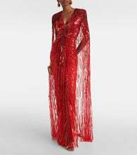 Jenny Packham Gold Rush sequined caped gown