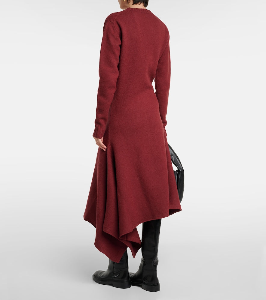 Jil Sander Asymmetric wool midi dress