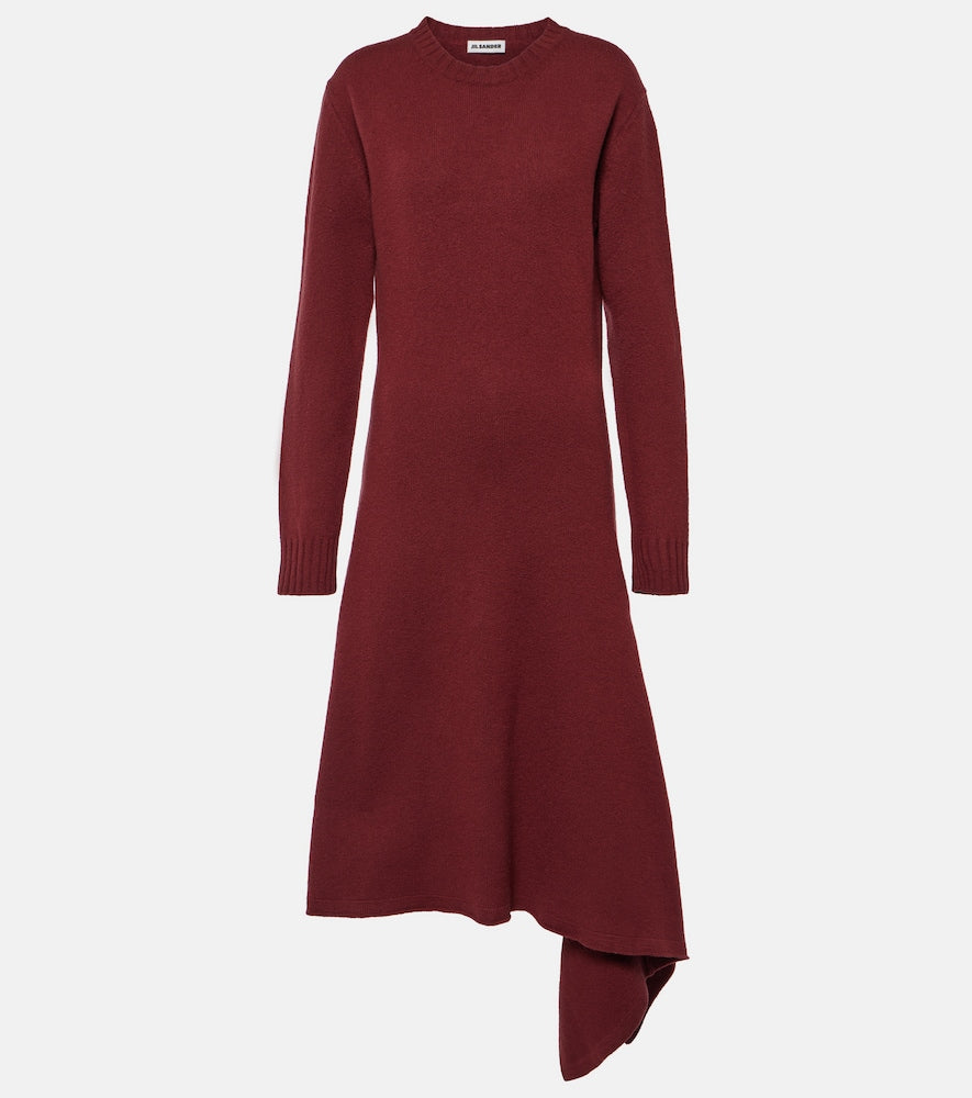 Jil Sander Asymmetric wool midi dress. Jil Sander 不对称羊毛中长连衣裙