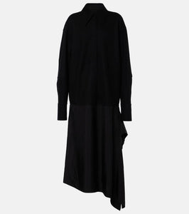 Jil Sander Asymmetric wool-trimmed shirt dress