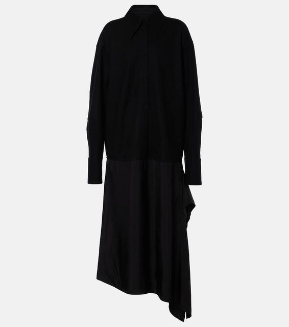 Jil Sander Asymmetric wool-trimmed shirt dress