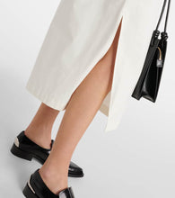 Jil Sander Belted leather-trimmed cotton midi dress