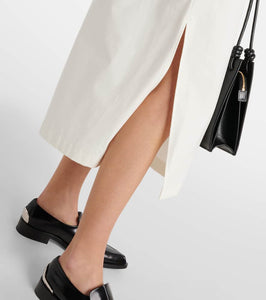 Jil Sander Belted leather-trimmed cotton midi dress