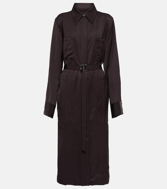 Jil Sander Belted satin midi dress
