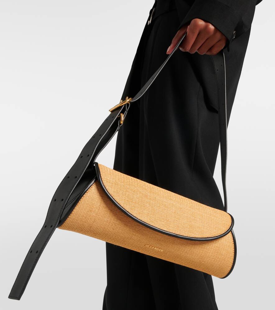 Jil Sander Cannolo Small leather-trimmed shoulder bag
