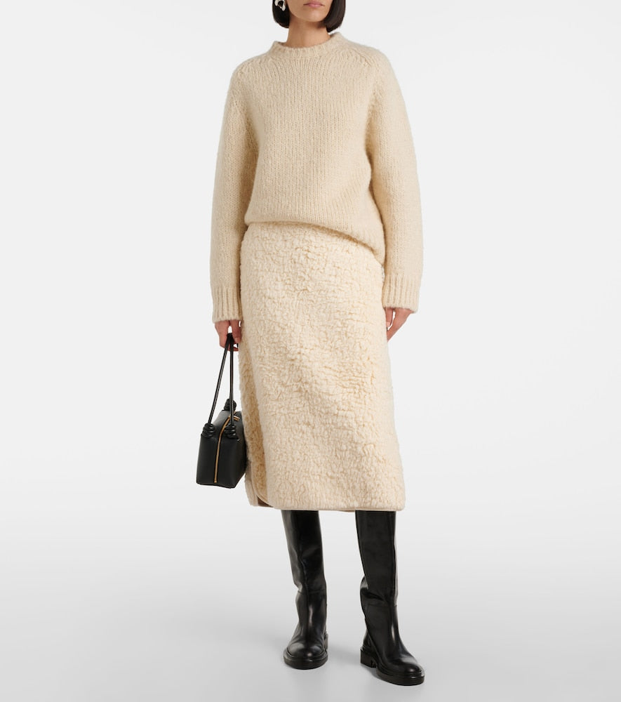 Jil Sander Cotton fleece midi skirt