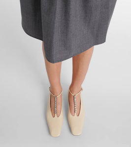 Jil Sander Crystal-embellished leather ballet flats