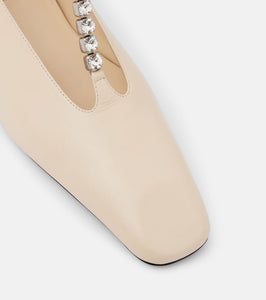 Jil Sander Crystal-embellished leather ballet flats