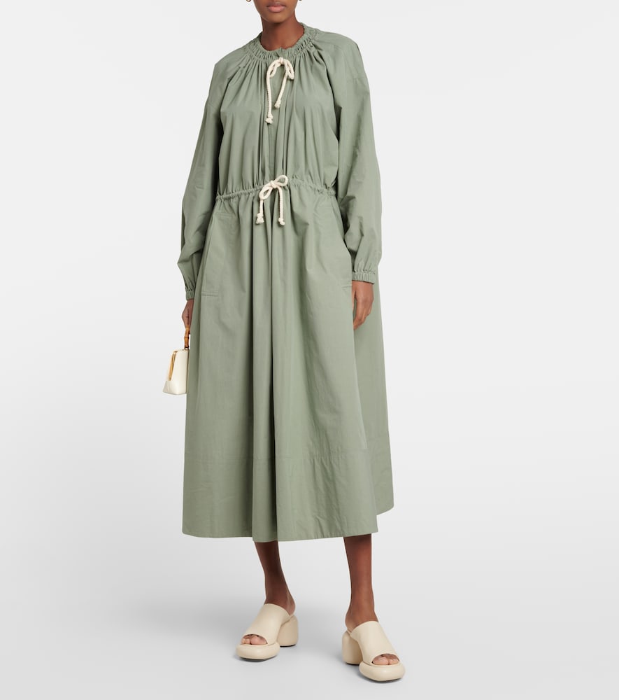 Jil Sander Drawstring cotton poplin midi dress