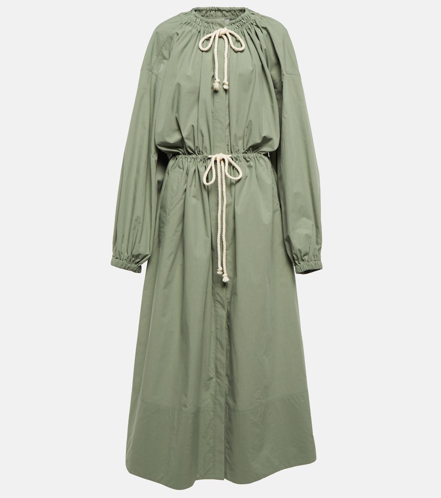 Jil Sander Drawstring cotton poplin midi dress. Jil Sander 抽绳棉质府绸中长连衣裙