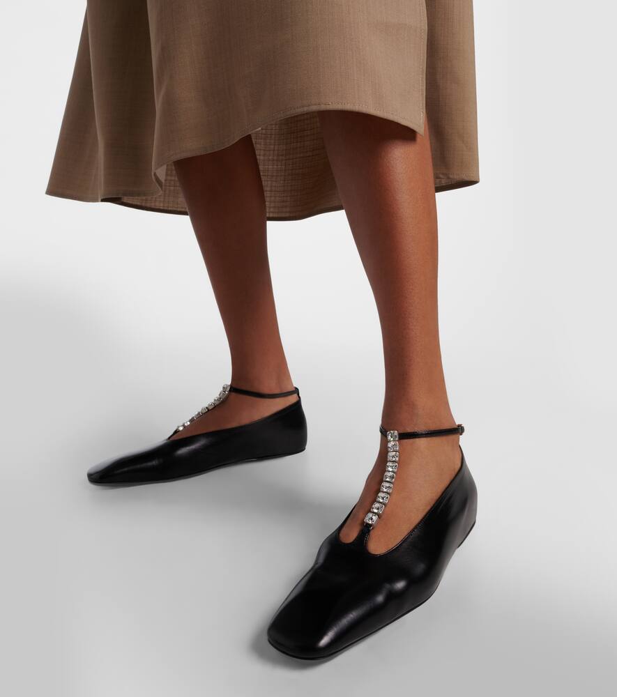 Jil Sander Embellished leather ballet flats