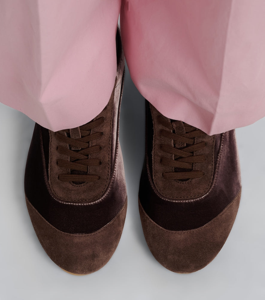 Jil Sander Etage suede-trimmed velvet sneakers