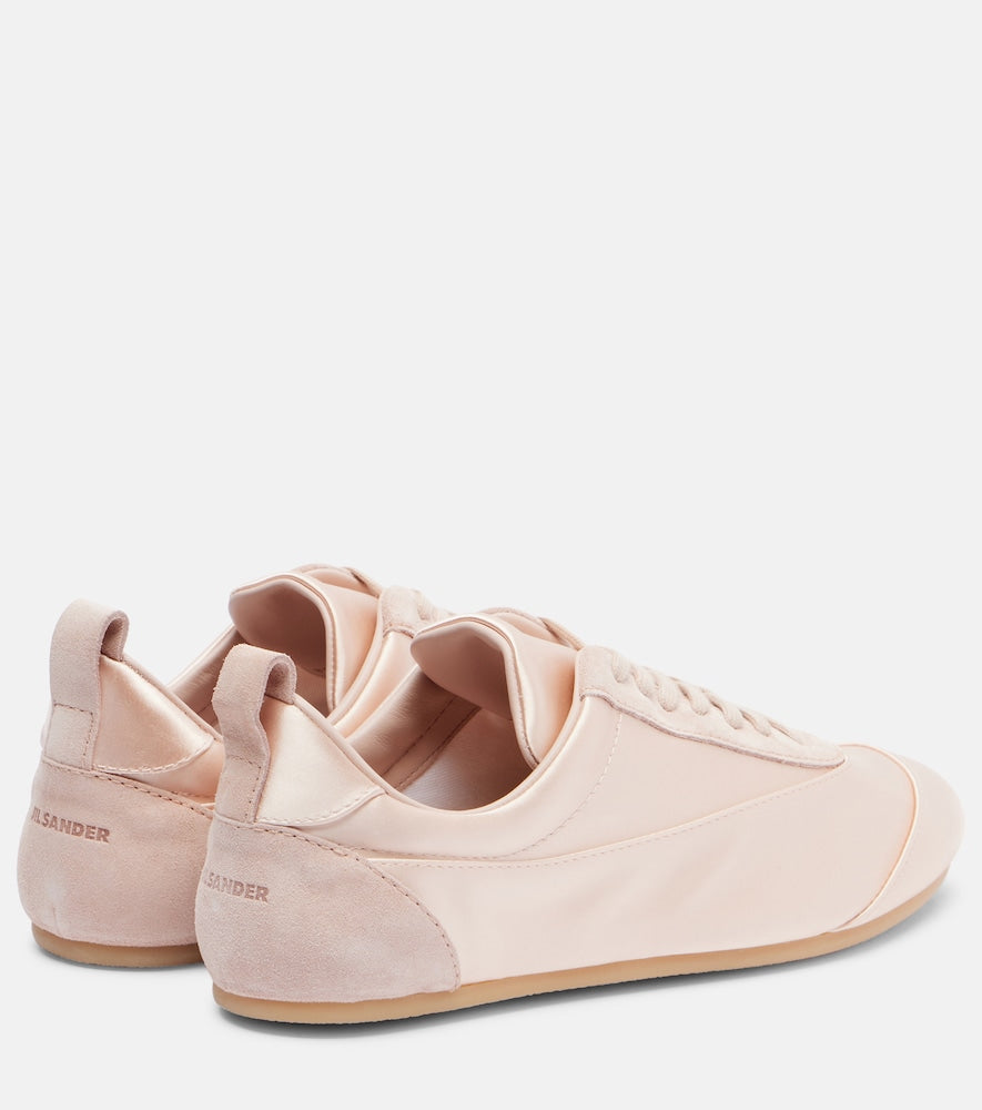 Jil Sander Floor suede-trimmed satin sneakers