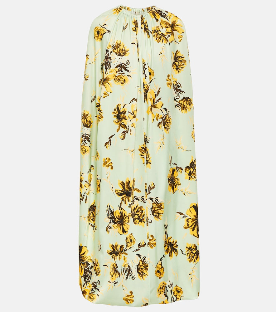 Jil Sander Floral caped midi dress. Jil Sander 花卉披肩中长连衣裙