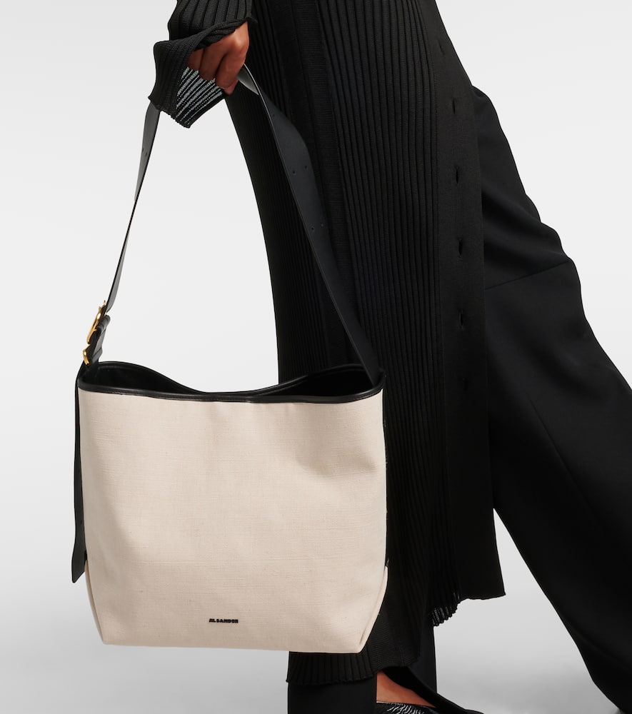 Jil Sander Folded Medium leather-trimmed tote bag
