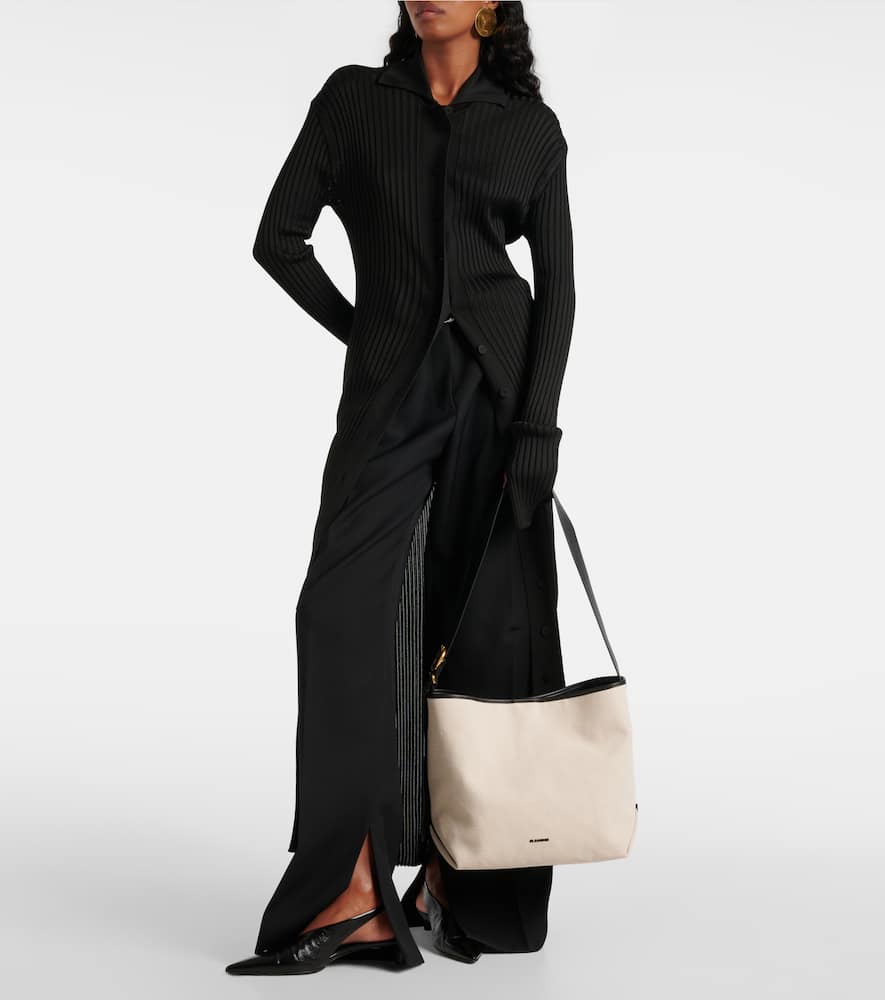 Jil Sander Folded Medium leather-trimmed tote bag