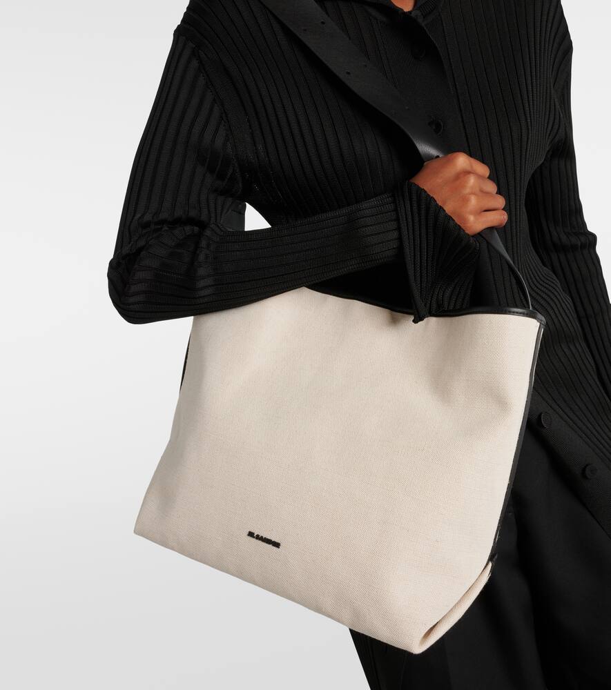 Jil Sander Folded Medium leather-trimmed tote bag
