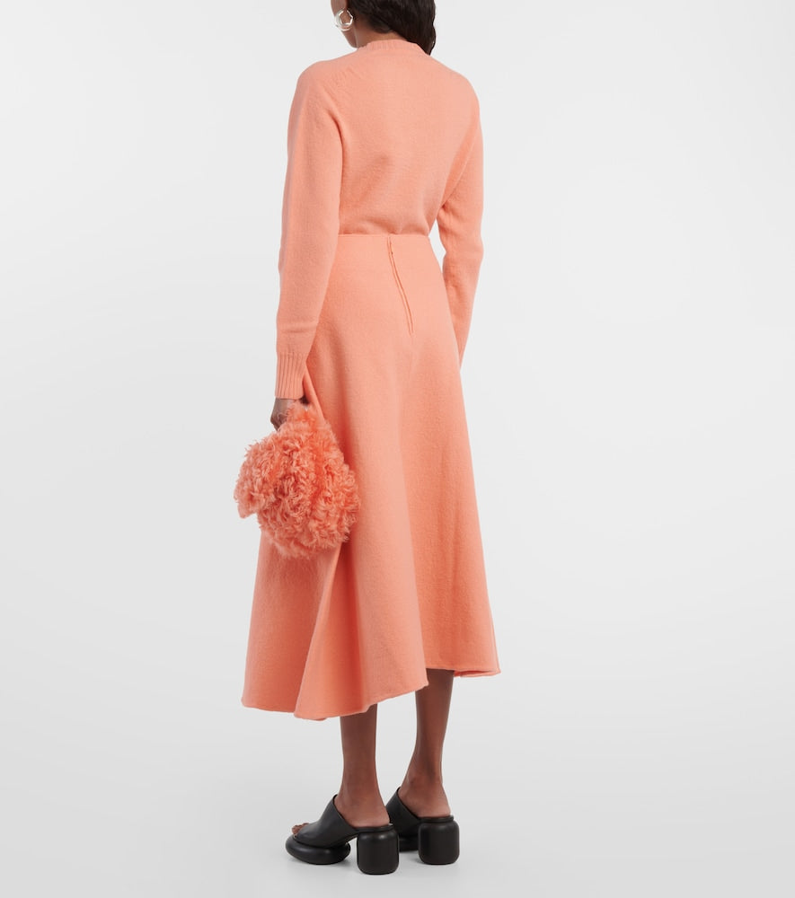 Jil Sander High-rise asymmetric wool midi skirt