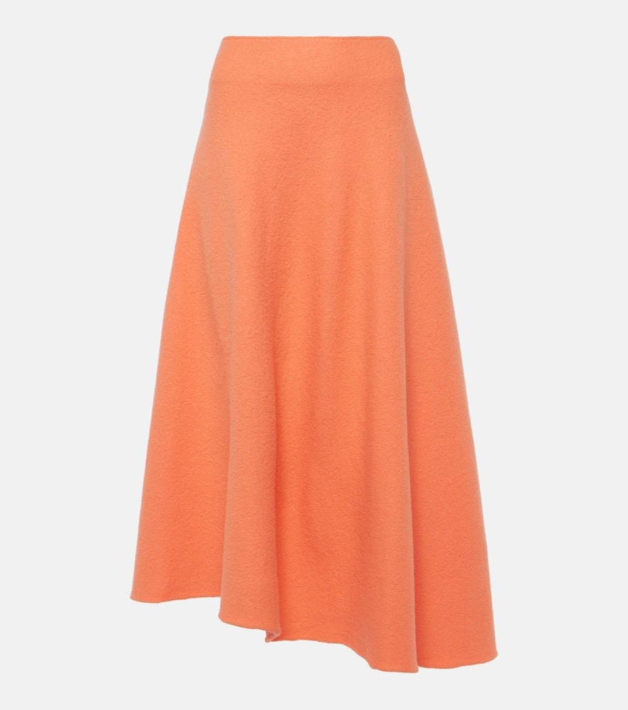 Jil Sander High-rise asymmetric wool midi skirt - Jil Sander 高腰不对称羊毛中长裙