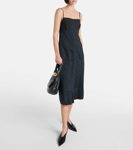 Jil Sander Lace-trimmed cotton-blend midi dress