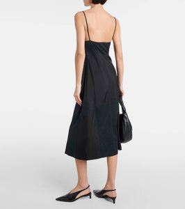 Jil Sander Lace-trimmed cotton-blend midi dress