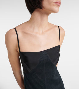 Jil Sander Lace-trimmed cotton-blend midi dress